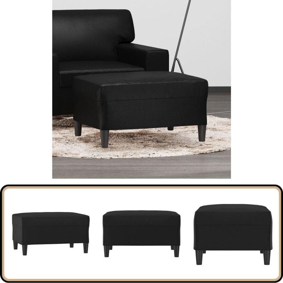 VidaXL Voetenbank 70x55x41 cm Kunstleer Zwart Voetenbank Zwarte Voetenbank Kunstlederen Voetenbank Salontafel Bijzettafel