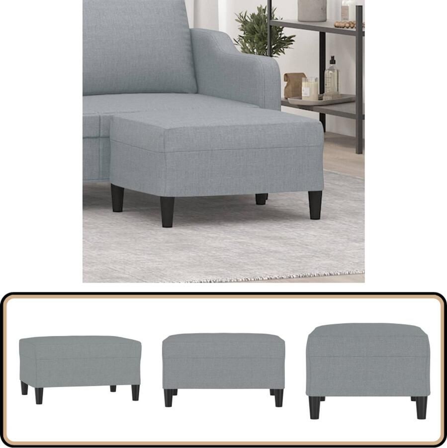 VidaXL Voetenbank 70x55x41 cm Lichtgrijs Stof Voetenbank Stoffen Voetenbank Grijze Voetenbank Moderne Voetenbank Relaxstoel