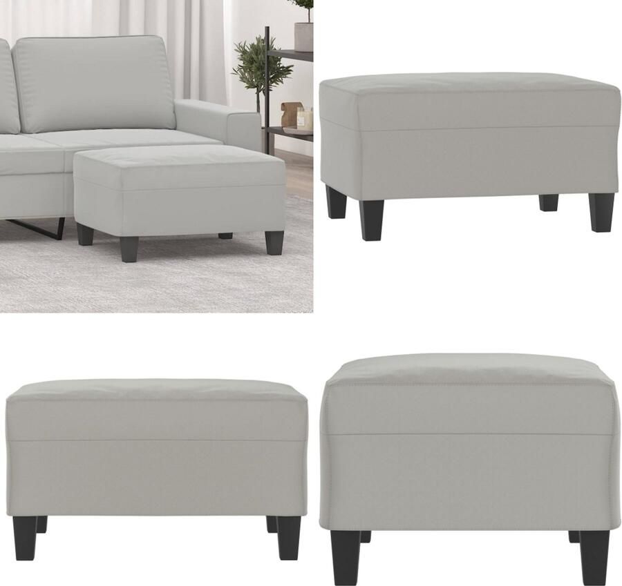 The Living Store Voetenbank Modern Meubelbekleding 70 x 55 x 41 cm Microvezel Voetenbank Grijs Relaxstoel Stoel Lounge Meubilair - Foto 2