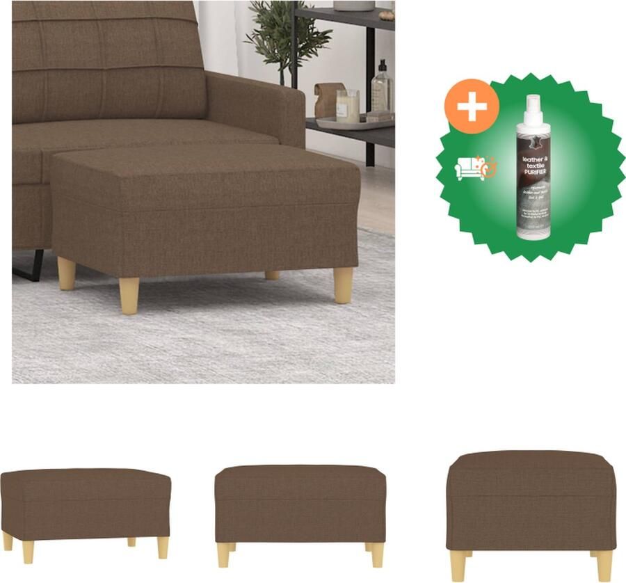 VidaXL Voetenbank 70x55x41 cm stof bruin Voetenbankje Inclusief Reiniger