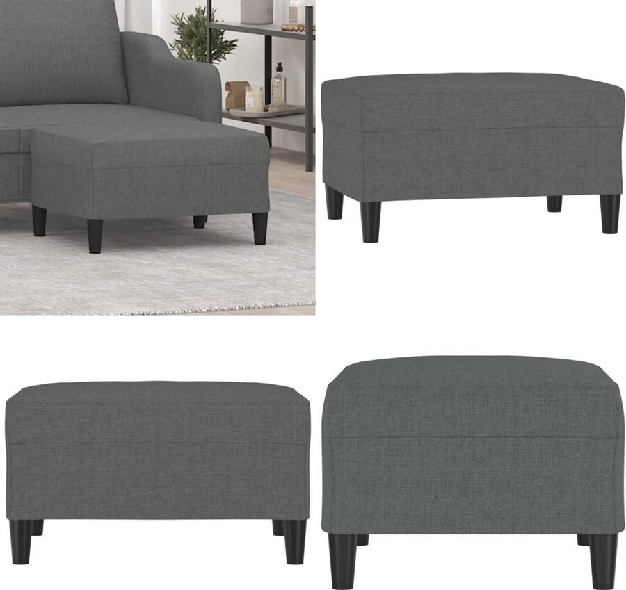 VidaXL Voetenbank Donkergrijs Comfortabel Design Voetenbank Stoffen Voetenbank Donkere Grijze Voetenbank Grijs Lounge Meubilair Extra Zitplaats Relaxstoel - Foto 2