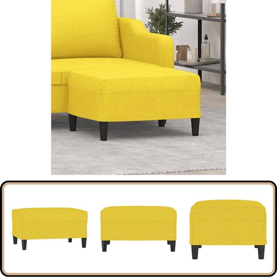 VidaXL Voetenbank 70x55x41 cm Stof Lichtgeel Voetenbank Relaxeren Stoffen Meubilair Lounge Huiskamerdecoratie Bijzettafel Multifunctioneel Meubel Comfort Geel Compact Trendy Stijlvol