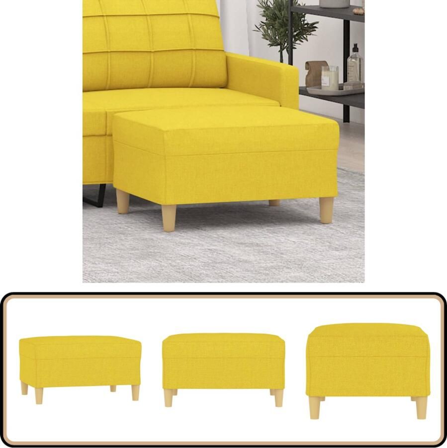 VidaXL Voetenbank 70x55x41 cm Stof Lichtgeel Voetenbank Stoffen Voetenbank Moderne Voetenbank Geel Loungevoetbank Relaxstoel Extra Zithoek