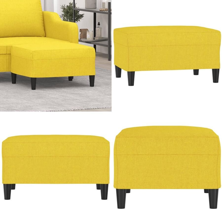 VidaXL Voetenbank 70x55x41 cm stof lichtgeel Voetenbank Voetenbanken Voetenbankje Voetensteun