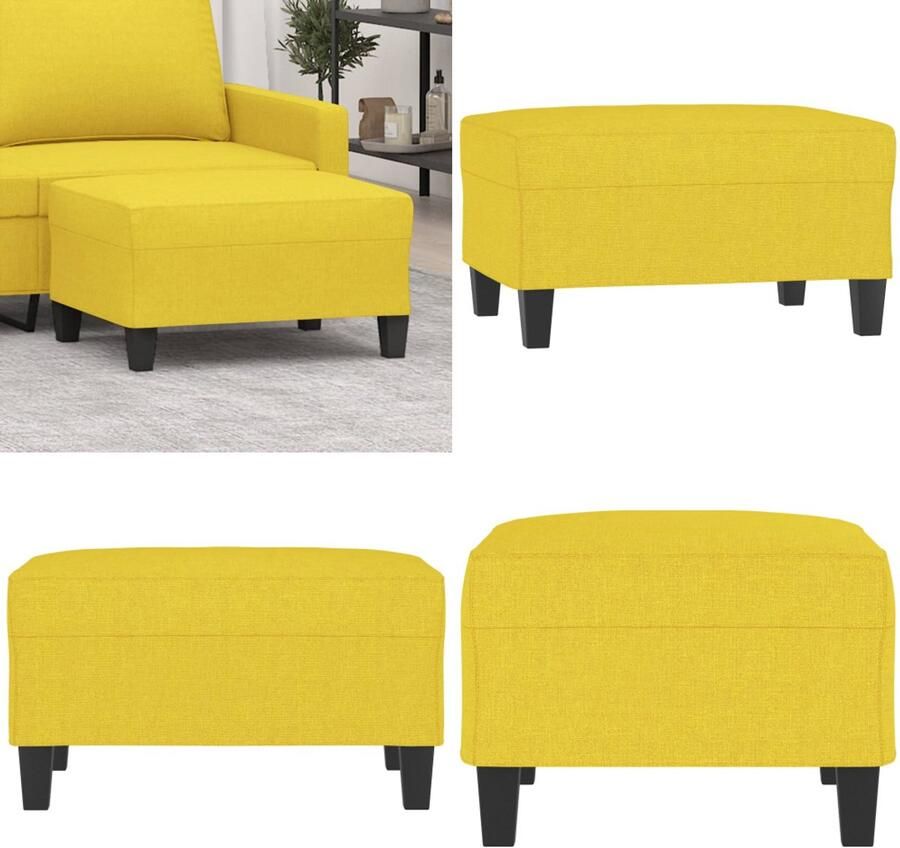 VidaXL Voetenbank 70x55x41 cm stof lichtgeel Voetenbank Voetenbanken Voetenbankje Voetensteun