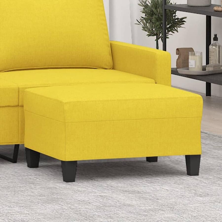 VidaXL Voetenbank 70x55x41 cm Stof Lichtgeel Voetenbank Voetenbankje Stoffen Voetenbank Loungevoetbank Relaxstoel Bijzettafel - Foto 2