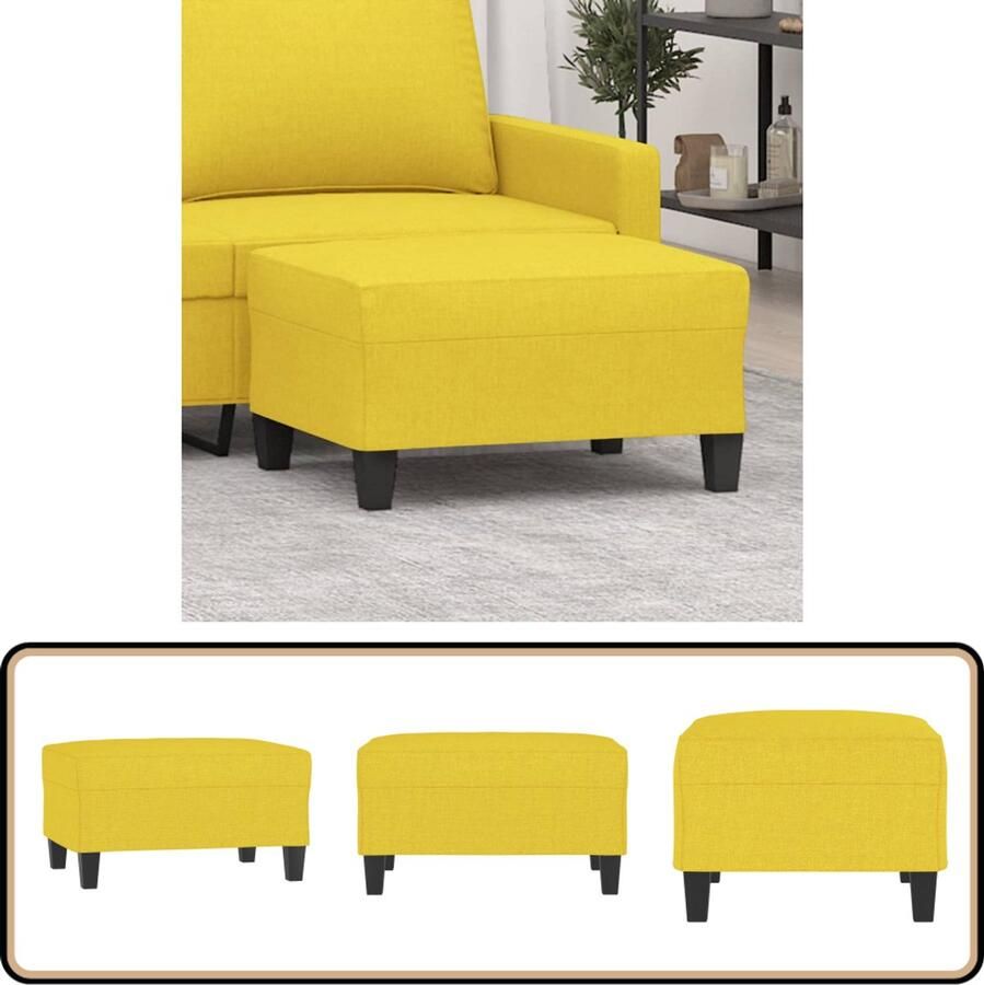 VidaXL Voetenbank 70x55x41 cm Stof Lichtgeel Voetenbank Voetenbankje Stoffen Voetenbank Loungevoetbank Relaxstoel Bijzettafel