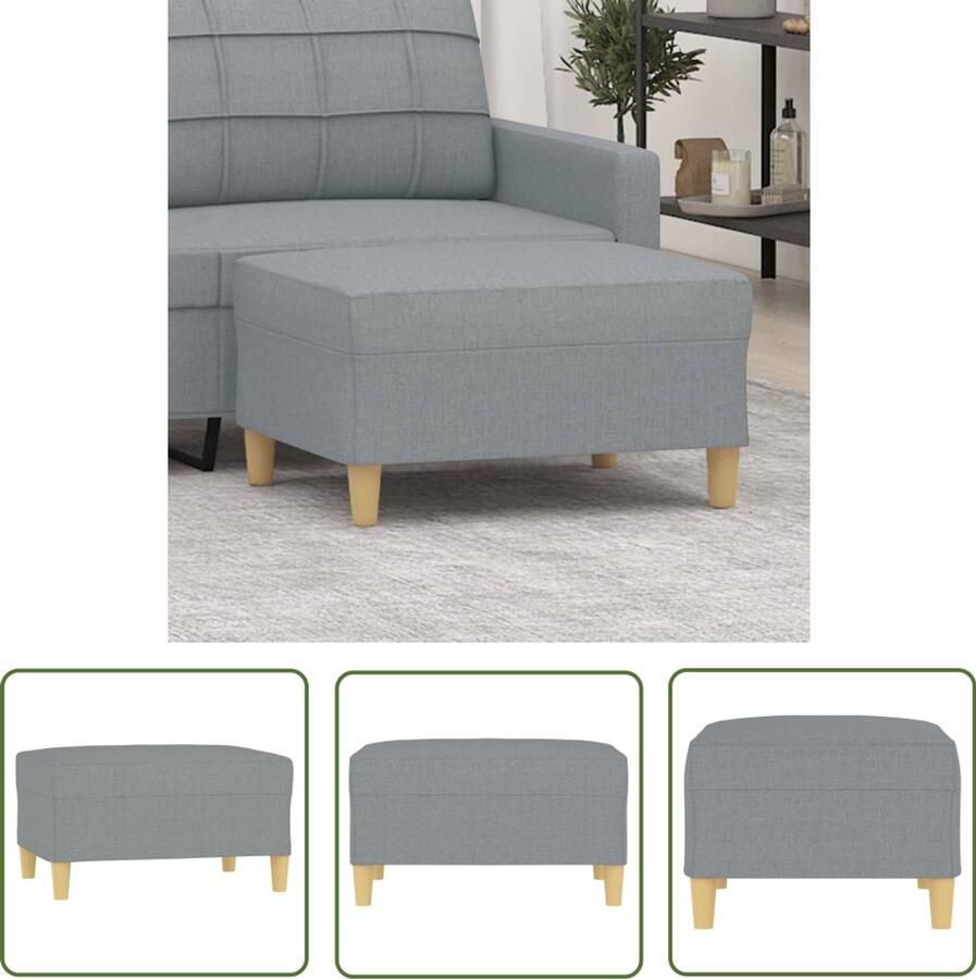 The Living Store Voetenbank 70x55x41 cm stof lichtgrijs Voetenbank Relaxstoel Lounge Meubels Comfortabele Stoel Grijs Meubilair