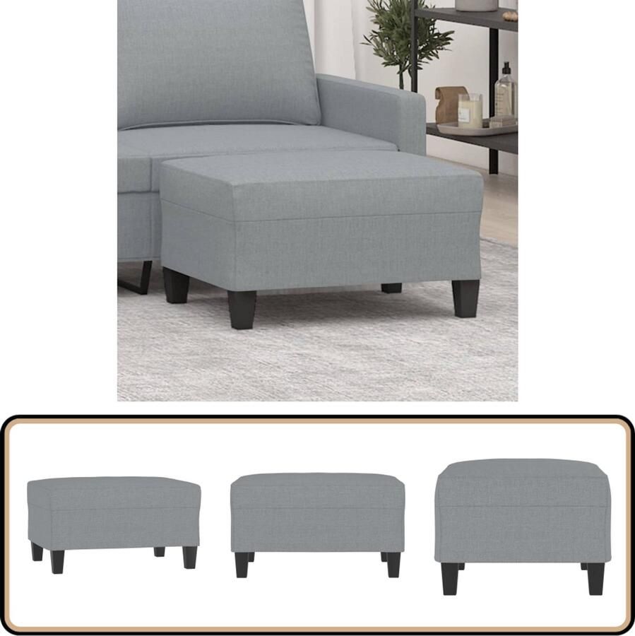 The Living Store Voetenbank 70x55x41 cm stof lichtgrijs Voetenbank Stoffen Voetenbank Grijze Voetenbank Kleine Voetenbank Loungevoetbank