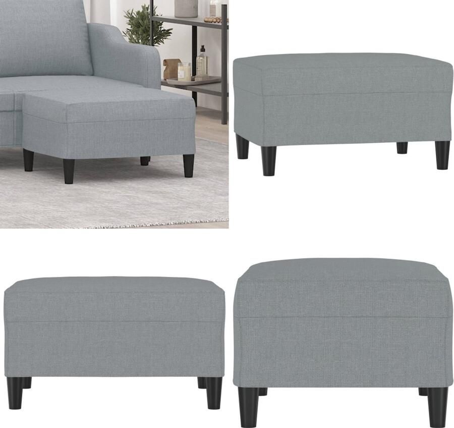 The Living Store Voetenbank 70x55x41 cm stof lichtgrijs Voetenbank Stoffen Voetenbank Grijze Voetenbank Kleine Voetenbank Loungevoetbank - Foto 2