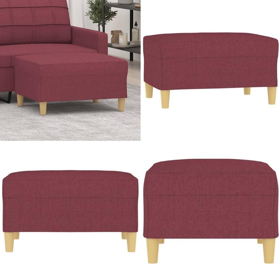 VidaXL Voetenbank 70x55x41 cm stof wijnrood Voetenbank Voetenbanken Voetenbankje Voetensteun