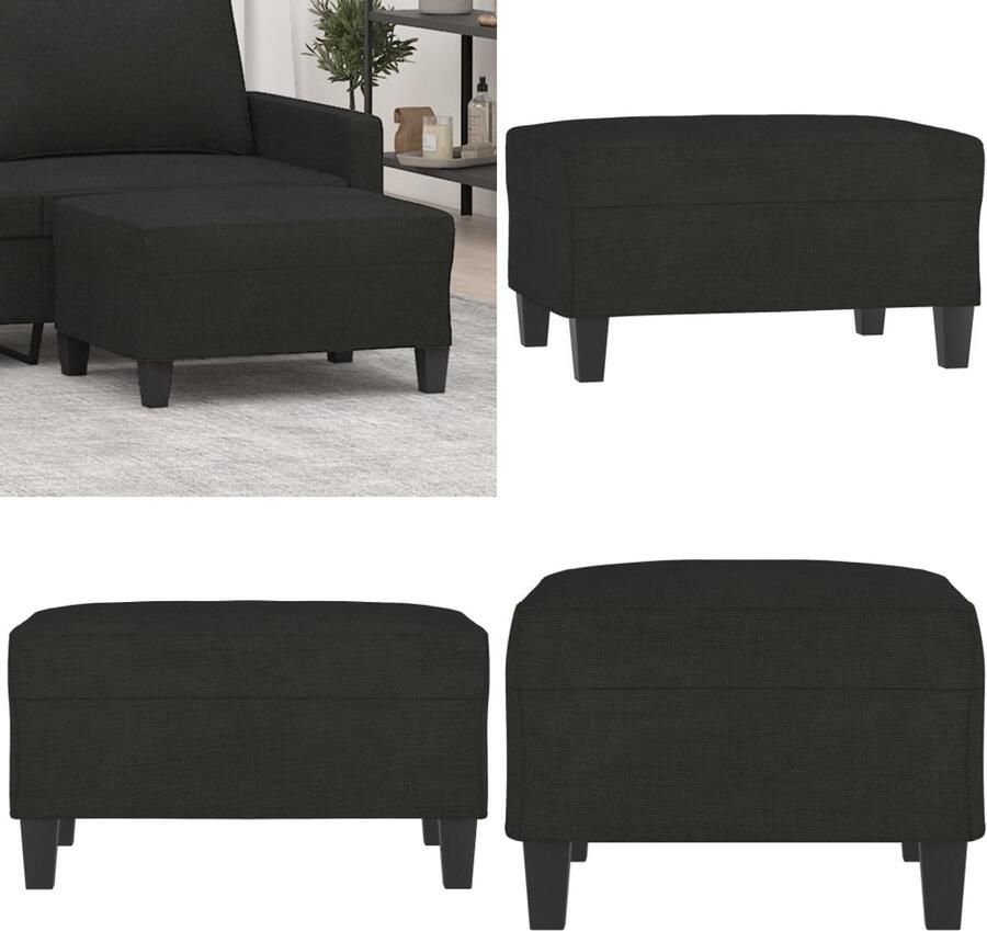 VidaXL Voetenbank 70x55x41 cm stof zwart Voetenbank Voetenbanken Voetenbankje Voetensteun