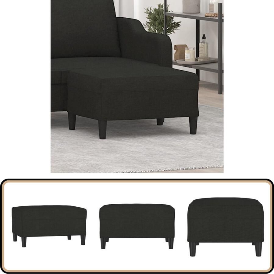 VidaXL Voetenbank 70x55x41 cm Stof Zwart Voetenbank Zwarte Voetenbank Stoffen Voetenbank Flexibele Voetenbank Extra Zitplek
