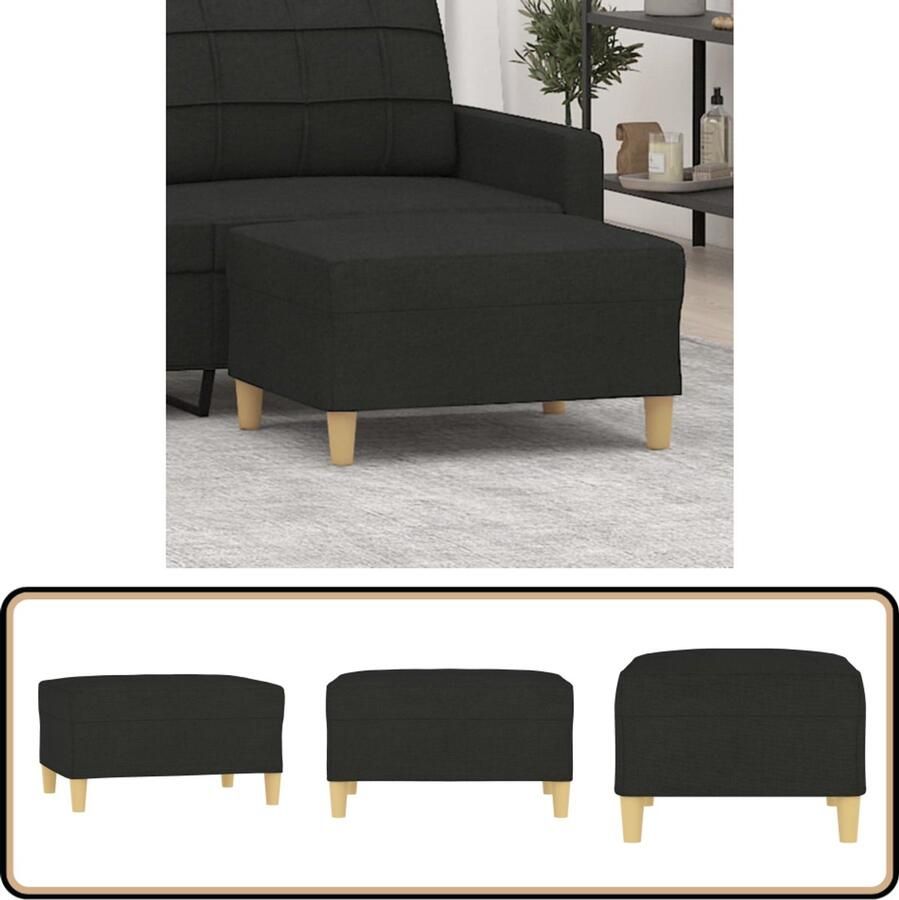 VidaXL Voetenbank 70x55x41 cm Stof Zwart Voetenbank Zwarte Voetenbank Stoffen Voetenbank Moderne Voetenbank Kleine Voetenbank