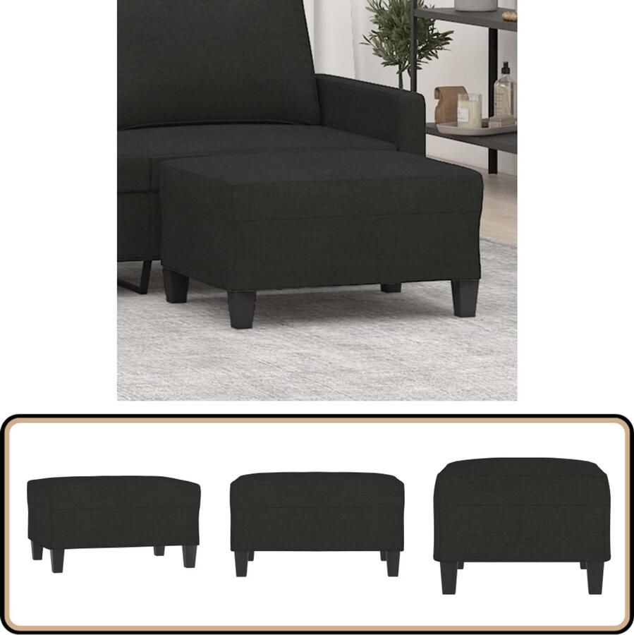 VidaXL Voetenbank 70x55x41 cm Stof Zwart Voetenbank Zwarte Voetenbank Stoffen Voetenbank Relaxstoel Bijzettafel