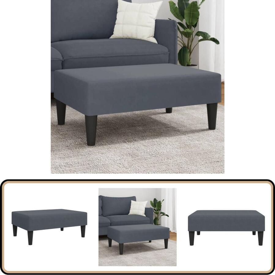 VidaXL Voetenbank 77x55x31 cm Fluweel Donkergrijs Voetenbank Voetenbanken Voetenbankje Voetensteun