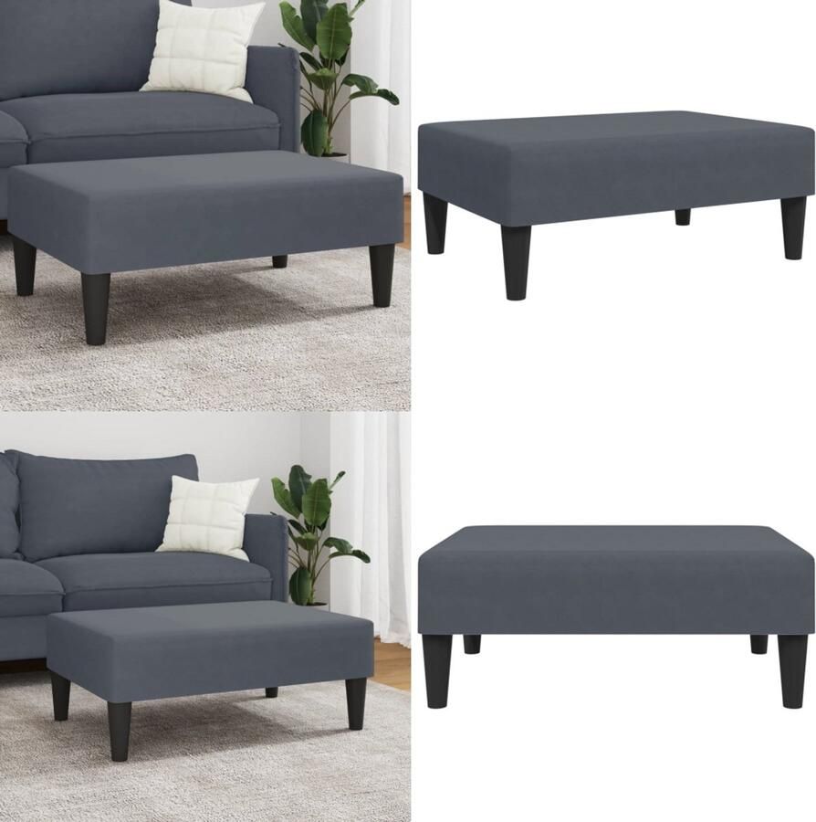 VidaXL Voetenbank 77x55x31 cm fluweel donkergrijs Voetenbank Voetenbanken Voetenbankje Voetensteun