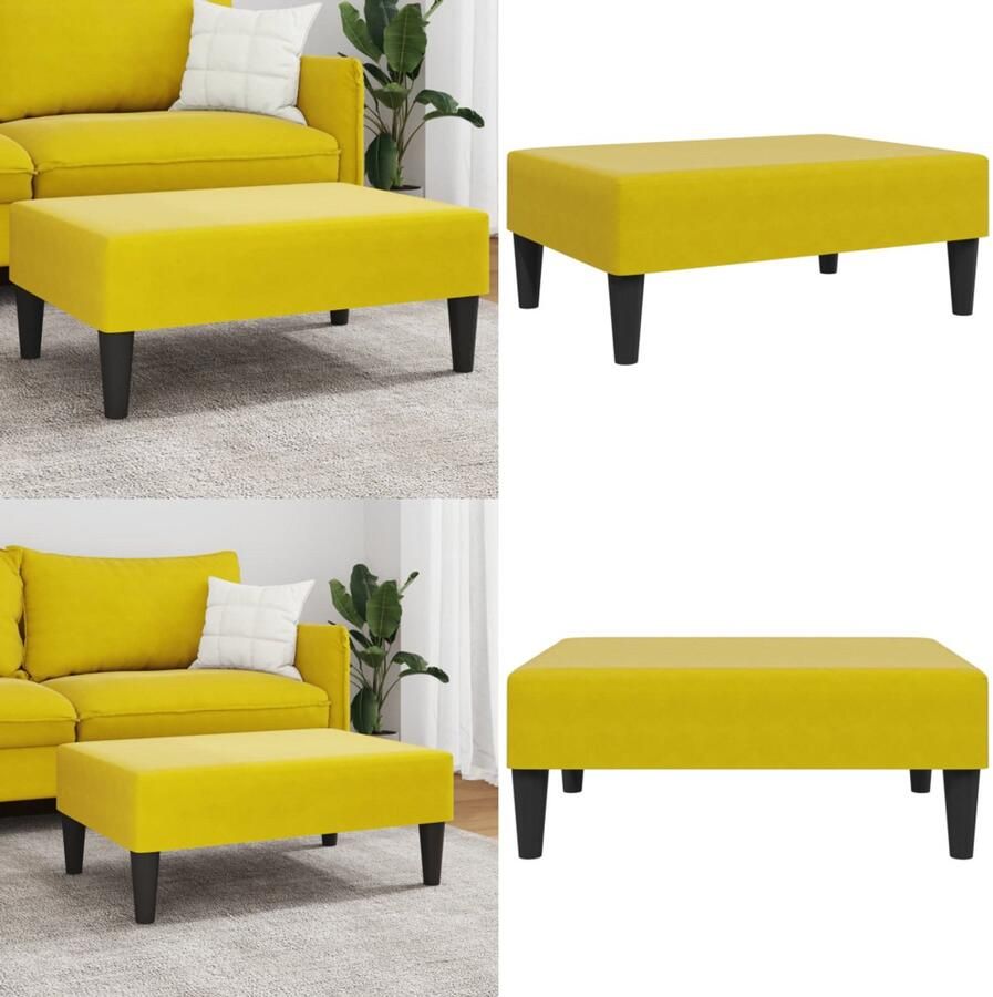 VidaXL Voetenbank 77x55x31 cm fluweel geel Voetenbank Voetenbanken Voetenbankje Voetensteun