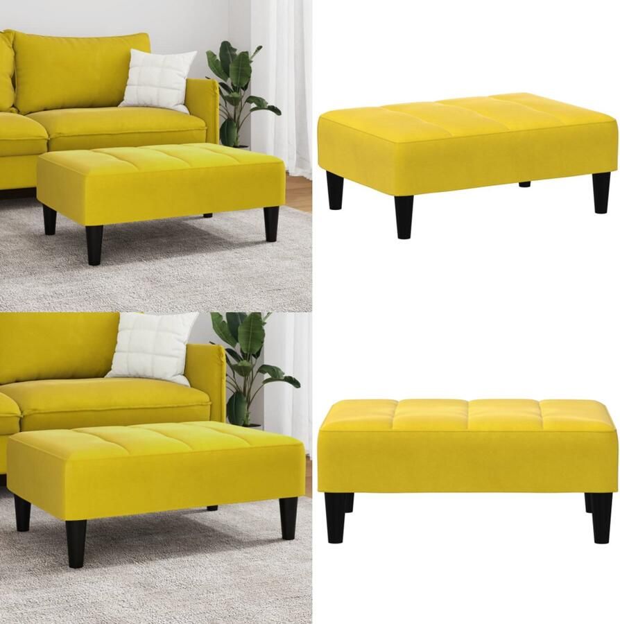 VidaXL Voetenbank 77x55x31 cm fluweel geel Voetenbank Voetenbanken Voetenbankje Voetensteun