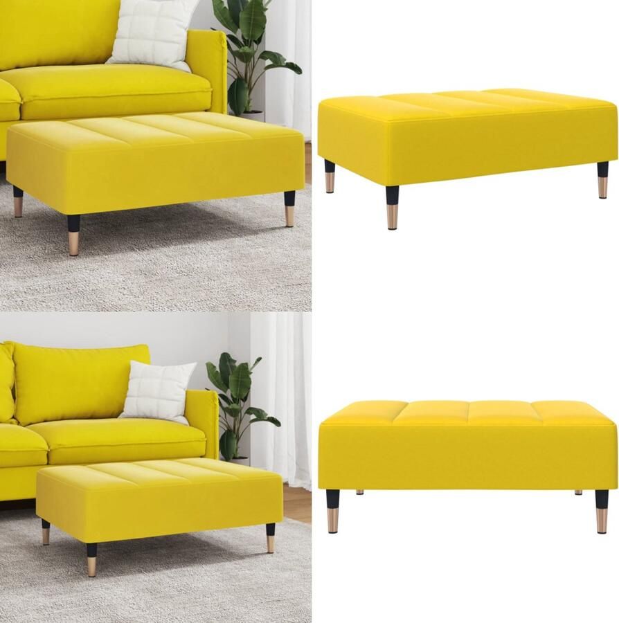 VidaXL Voetenbank 77x55x31 cm fluweel geel Voetenbank Voetenbanken Voetenbankje Voetensteun