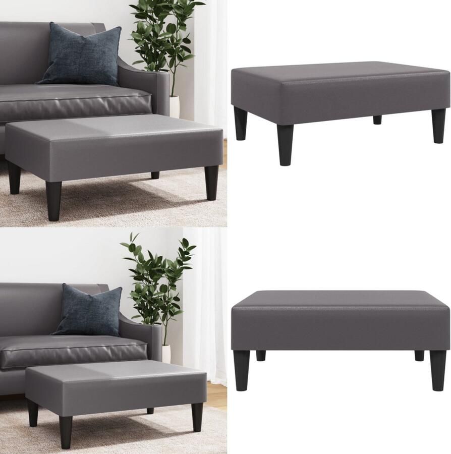 VidaXL Voetenbank 77x55x31 cm kunstleer grijs Voetenbank Voetenbanken Voetenbankje Voetensteun