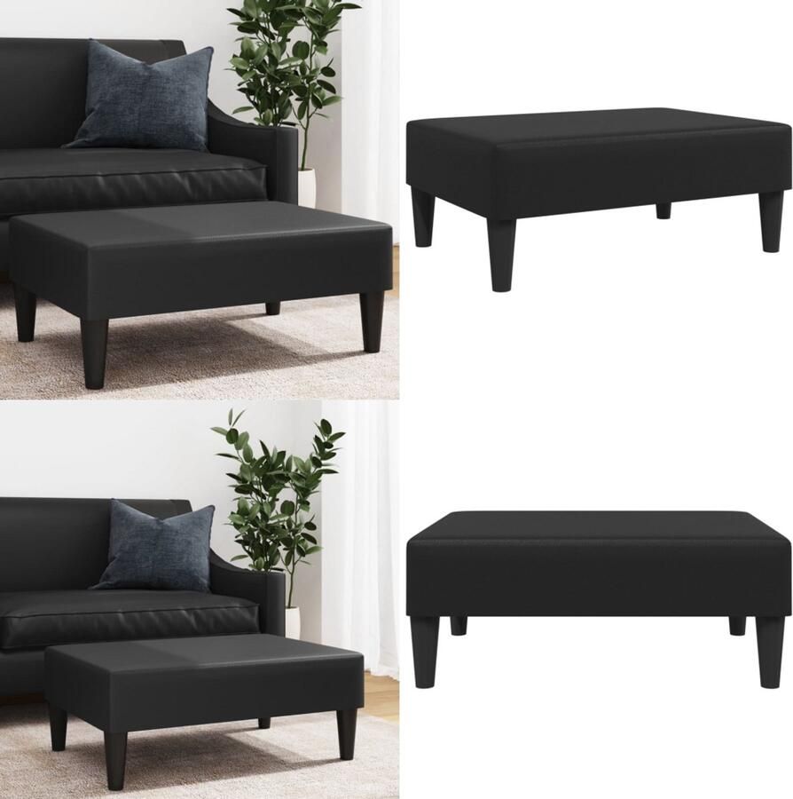 VidaXL Voetenbank 77x55x31 cm kunstleer zwart Voetenbank Voetenbanken Voetenbankje Voetensteun