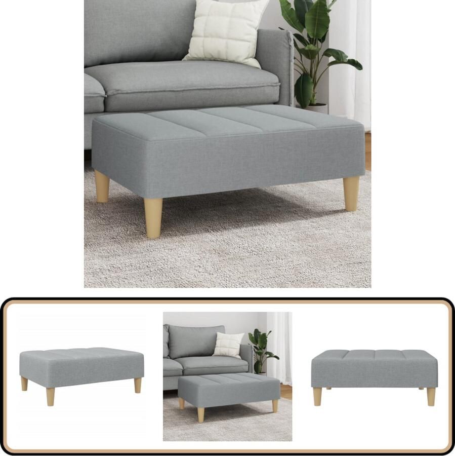 VidaXL Voetenbank 77x55x31 cm Lichtgrijs Voetenbank Voetenbanken Voetenbankje Voetensteun - Foto 3