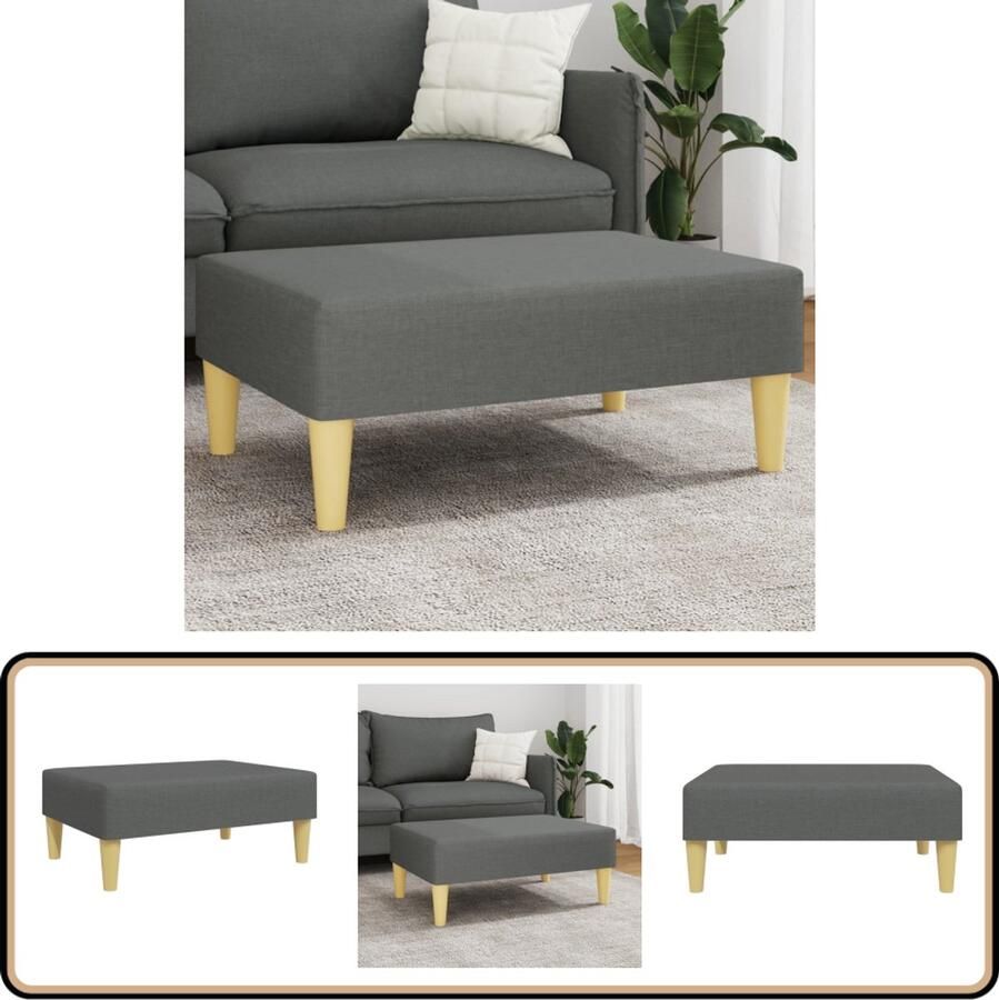 VidaXL Voetenbank 77x55x31 cm stof donkergrijs Voetenbank Stoffen Voetenbank Grijze Voetenbank Loungevoetbank Relaxstoel