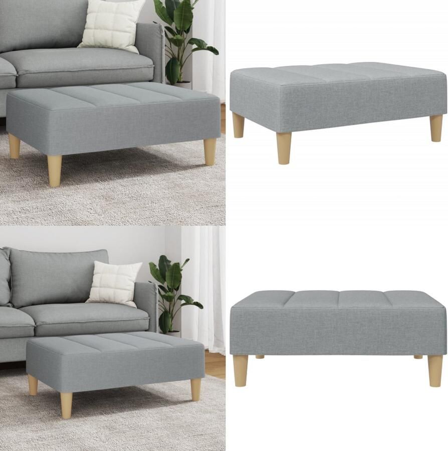 VidaXL Voetenbank 77x55x31 cm stof lichtgrijs Voetenbank Voetenbanken Voetenbankje Voetensteun