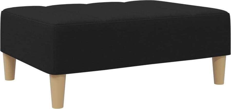VidaXL Voetenbank 77x55x31 cm stof zwart Voetenbank Stoffen Voetenbank Zwarte Voetenbank Zwart Salontafel - Foto 5