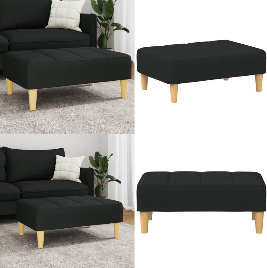 VidaXL Voetenbank 77x55x31 cm stof zwart Voetenbank Voetenbanken Voetenbankje Voetensteun