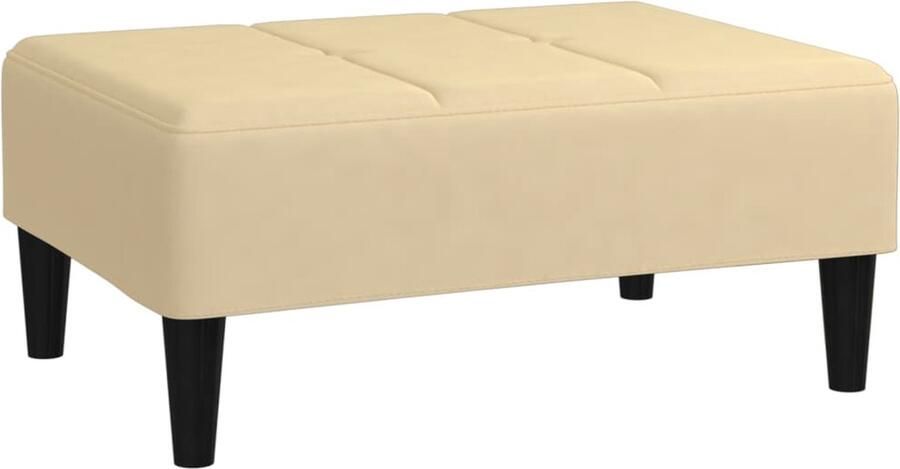VidaXL Voetenbank 78x56x32 cm fluweel crÃ¨mekleurig - Foto 2