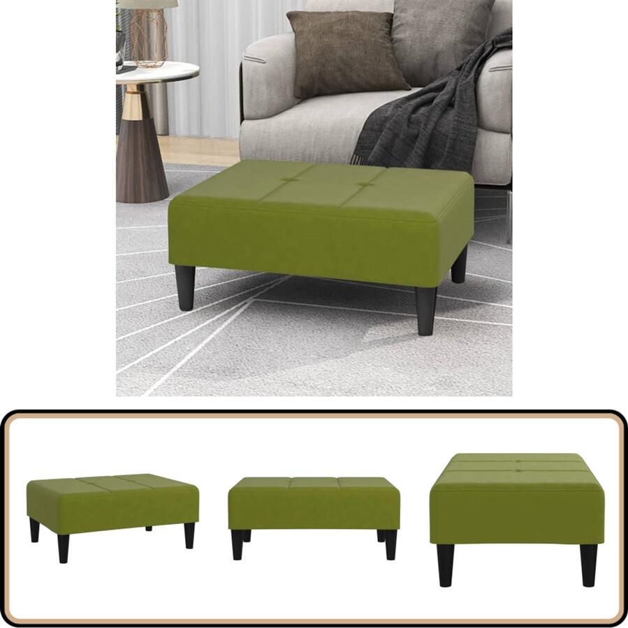 VidaXL Voetenbank 78x56x32 cm Fluweel Lichtgroen Voetbank Poef Loungepoef Fluweel Bank Groene Meubels