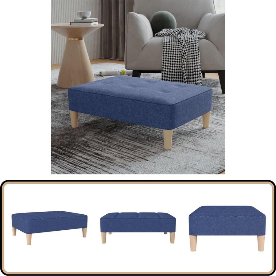 VidaXL Voetenbank 78x56x32 cm Stof Blauw Voetbank Blauwe Voetenbank Moderne Voetenbank Comfort Voetenbank Relaxstoel