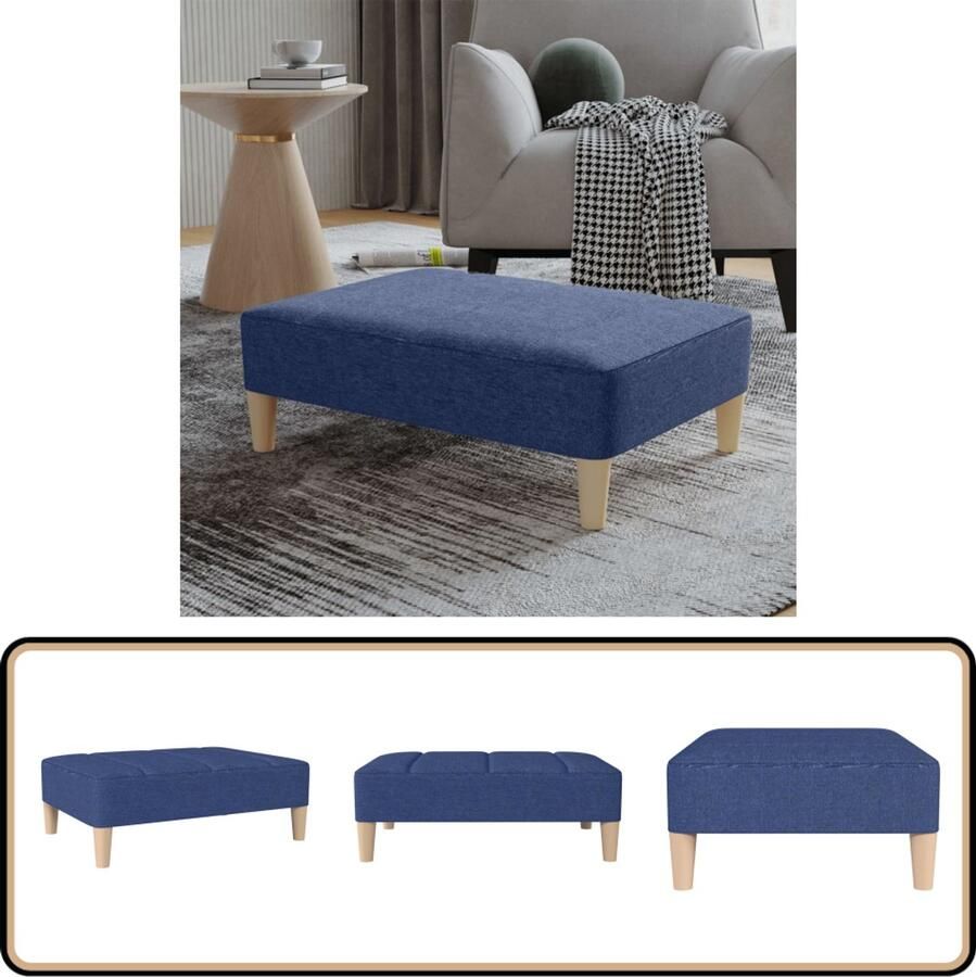 VidaXL Voetenbank 78x56x32 cm Stof Blauw Voetbank Voetenbank Relaxstoel Stoffen Bankje Lounge Meubilair Woongebruik Huiskamerdecoratie Blauwwoonkamer