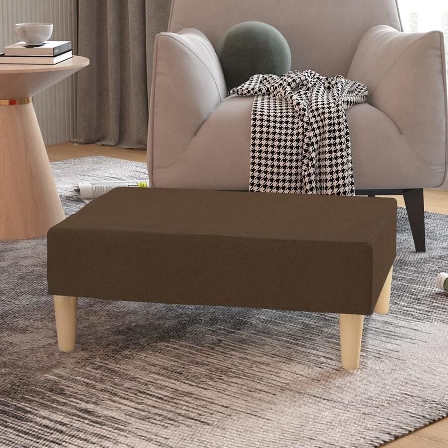 VidaXL Voetenbank 78x56x32 cm Stof Bruin Voetbank Voetenbank Relaxstoel Stoffen Bankje Bruine Meubels Huiskamer Decoratie Moderne Voetenbank