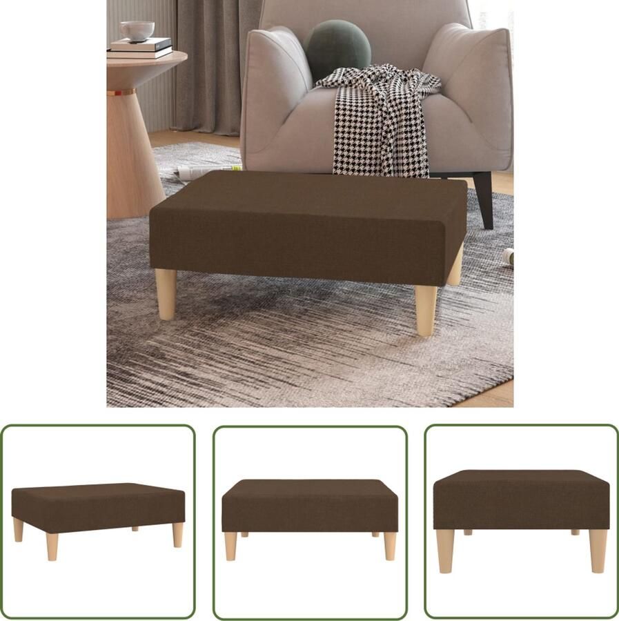 VidaXL Voetenbank 78x56x32 cm Stof Bruin Voetbank Voetenbank Relaxstoel Stoffen Bankje Bruine Meubels Huiskamer Decoratie Moderne Voetenbank - Foto 2