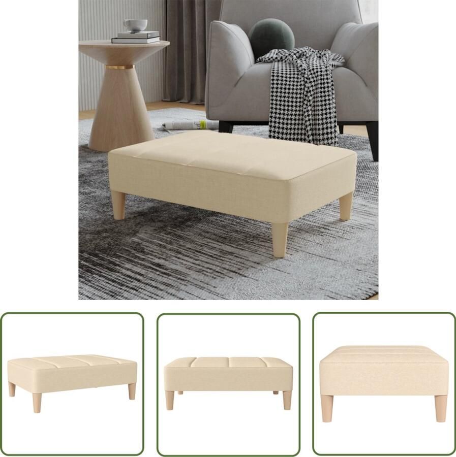 VidaXL Voetenbank 78x56x32 cm Stof Crèmekleurig Voetbank Relaxstoel Stoffen Bankje Lounge Meubilair Moderne Fauteuil Kruipend Bankstel Beige Meubels Living Accessoires Huiselijke Sfeer Comfort Thuis Zachte Materialen