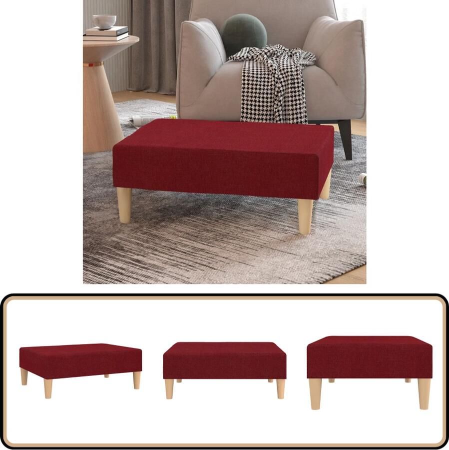 VidaXL Voetenbank 78x56x32 cm Stof Wijnrood Voetbank Stoffen Bankje Lounge Meubilair Relaxstoel Moderne Fauteuil Rood Meubilair Kleine Tafel Huiskamer Decoratie Gezelligheidsfactor Comfort