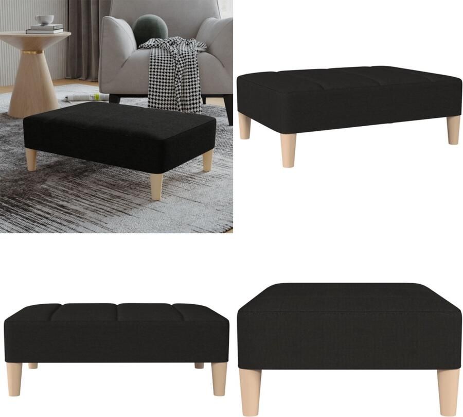 VidaXL Voetenbank 78x56x32 cm stof zwart Voetenbank Voetenbanken Poef Voetensteun