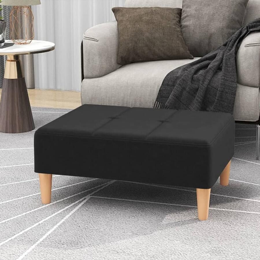 VidaXL Voetenbank 78x56x32 cm Zwart Polyester Voetbank Voetenbank Relaxstoel Zithoek Stoffen Bank Zwarte Meubels Lounge Accessoires