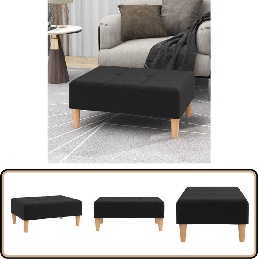 VidaXL Voetenbank 78x56x32 cm Zwart Polyester Voetbank Voetenbank Relaxstoel Zithoek Stoffen Bank Zwarte Meubels Lounge Accessoires - Foto 2