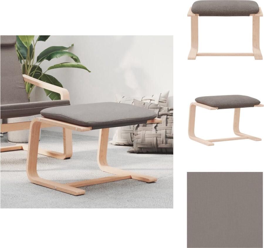 VidaXL Voetenbank Voetenbanken Voetenbankje Voetensteun Voetenbank 51x41x40 cm stof taupe - Foto 2