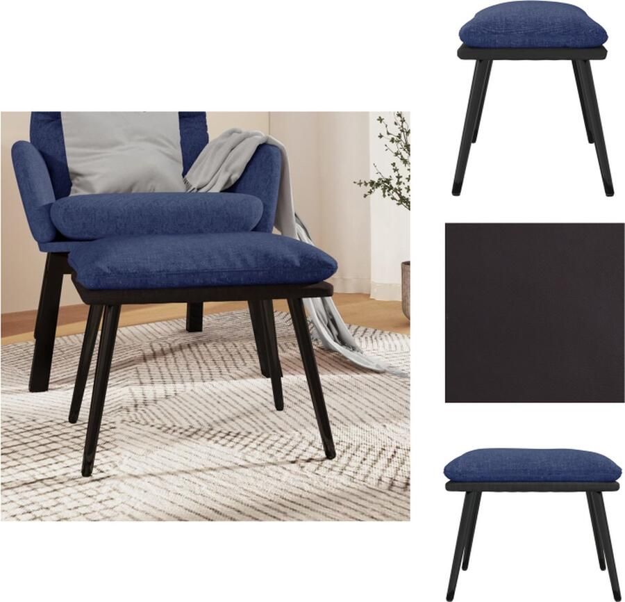 VidaXL Voetenbank Voetenbanken Voetenbankje Voetensteun Voetenbank 45x29-5x35 cm stof en kunstleer blauw - Foto 2