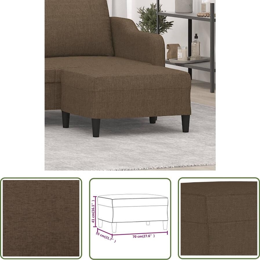 The Living Store Voetenbank 70x55x41 cm stof bruin Voetenbank Bruin Relaxstoel Stoel Meubilair - Foto 2