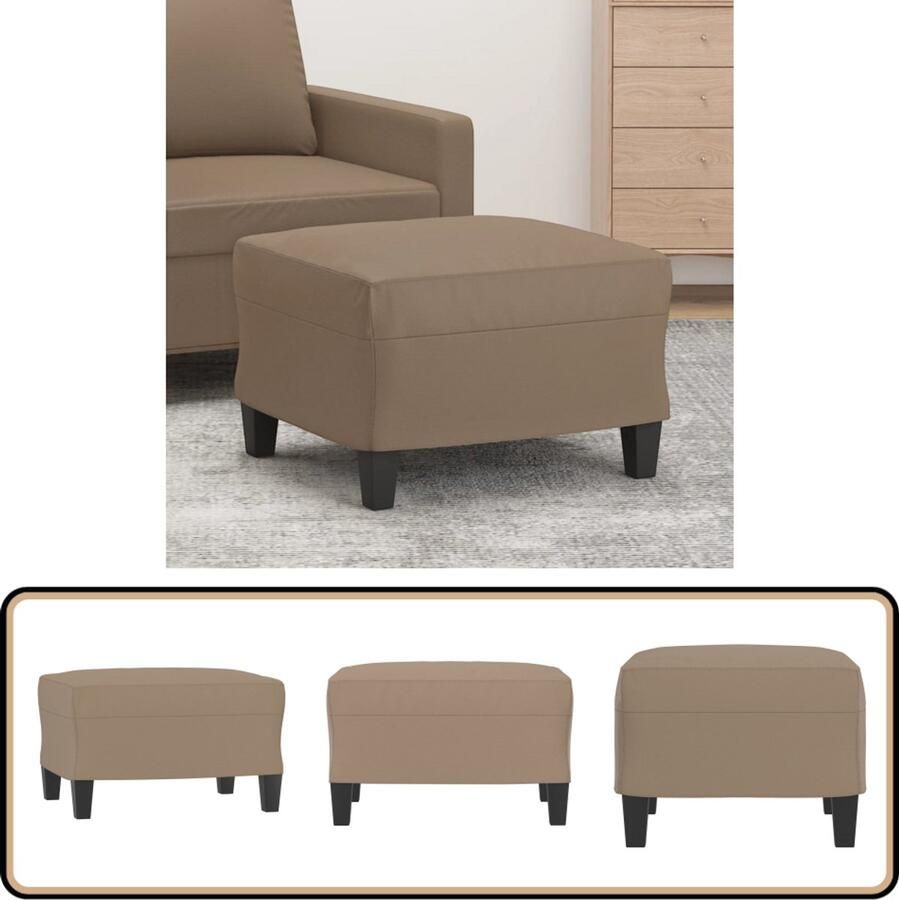VidaXL Voetenbank Cappuccino Kunstleer 60x50x41cm Voetenbank Bruin Lounge Stoel Relaxstoel Kunstleder Meubels