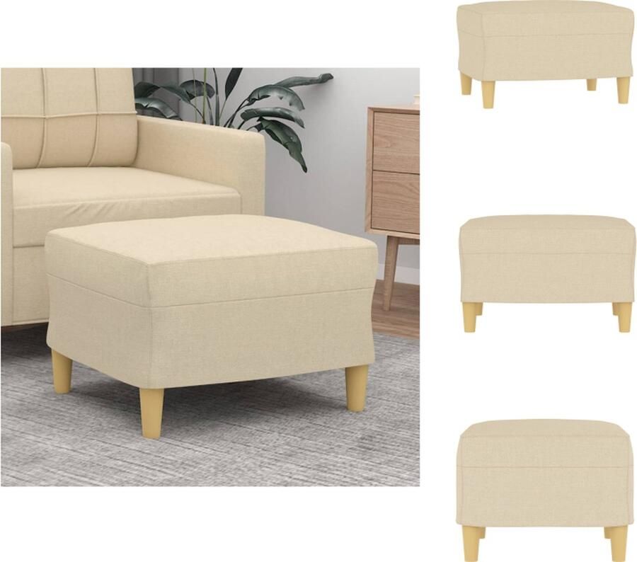 VidaXL Voetenbank Voetenbanken Voetenbankje Voetensteun Voetenbank 60x50x41 cm stof crèmekleurig - Foto 3