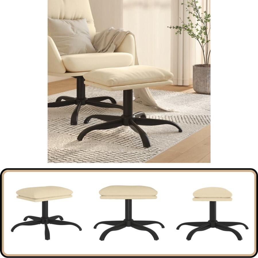 VidaXL Voetenbank Crème 60x60x36 cm Stof Voetenbank Stoffen Voetenbank Moderne Voetenbank Crema Voetenbank Relaxstoel
