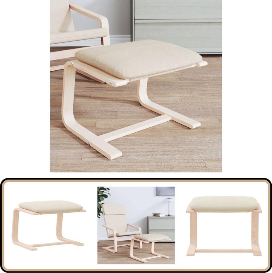 VidaXL Voetenbank Crèmekleurig Polyester Voetenbank Relaxstoel Stoel Lounge Meubilair Salontafel Woonkamerdecoratie Beige Meubels Creme Meubels - Foto 2