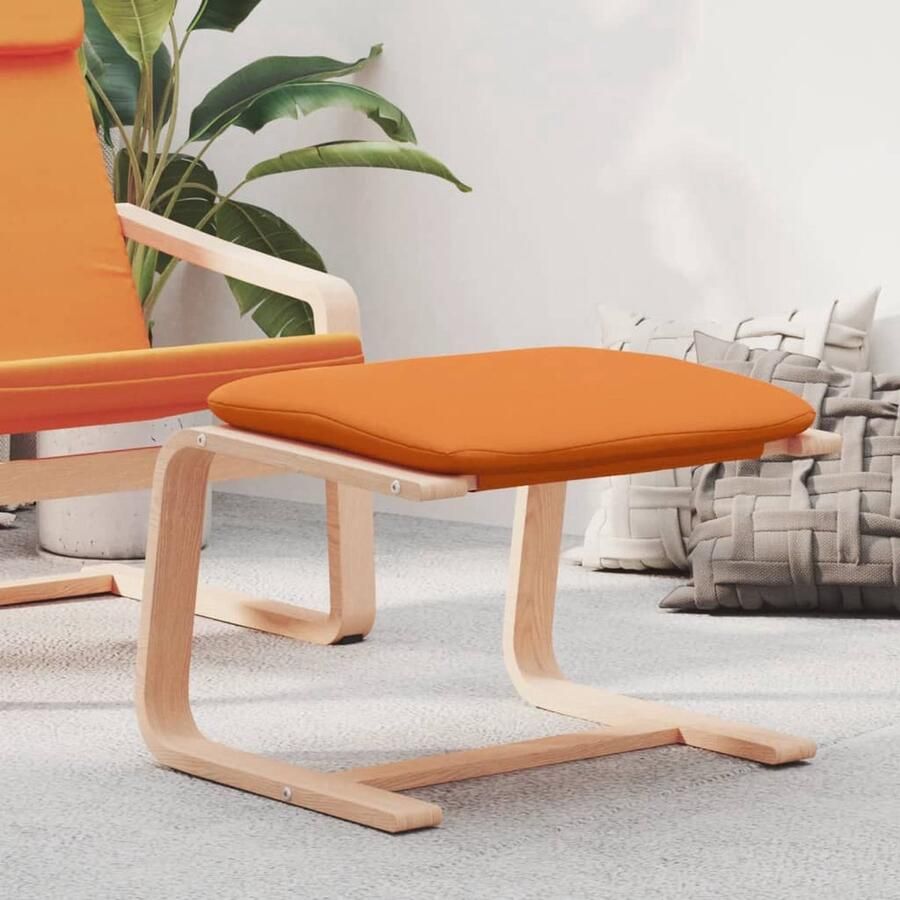 VidaXL Voetenbank donkergeel Comfort & Stijl Voetenbank Berkenhouten Meubels Stoffen Voetenbanken Lounge Accessoires Relaxstoel